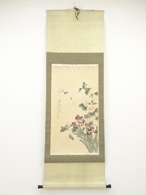 沈香筆　花鳥　肉筆絹本掛軸